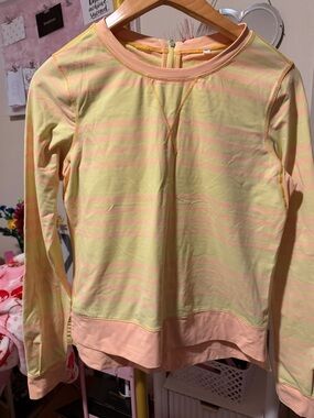lululemon athletica Yellow and Peach Striped Long-Sleeve Top